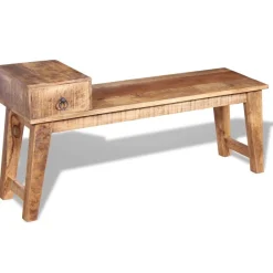 vidaXL Banco con cajón madera maciza de mango 120x36x60 cm Discount