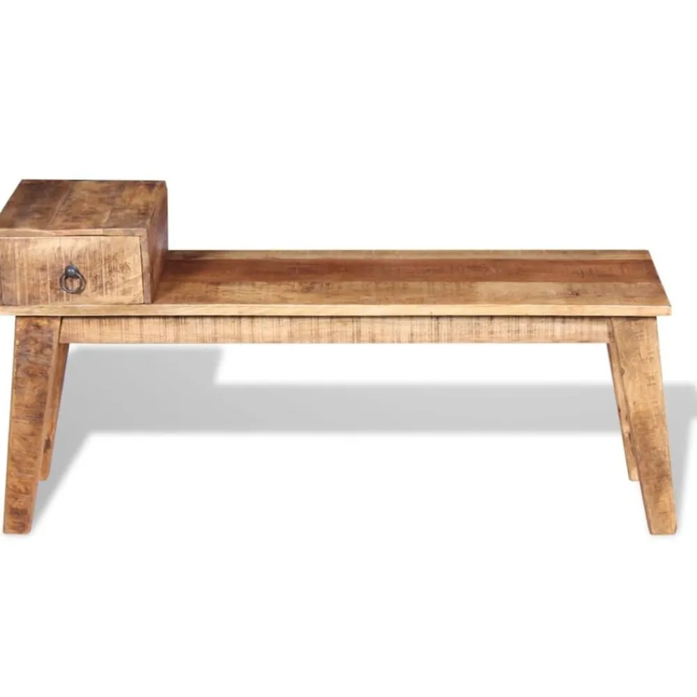 vidaXL Banco con cajón madera maciza de mango 120x36x60 cm Discount