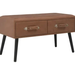 vidaXL Banco con cajones cuero sintético marrón oscuro 80 cm Marrón oscuro New