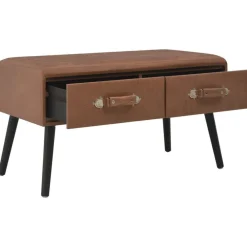 vidaXL Banco con cajones cuero sintético marrón oscuro 80 cm Marr&oacute;n oscuro New