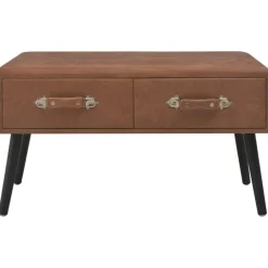 vidaXL Banco con cajones cuero sintético marrón oscuro 80 cm Marr&oacute;n oscuro New