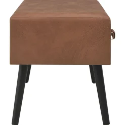 vidaXL Banco con cajones cuero sintético marrón oscuro 80 cm Marr&oacute;n oscuro New
