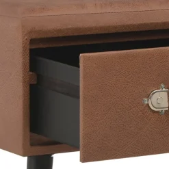 vidaXL Banco con cajones cuero sintético marrón oscuro 80 cm Marr&oacute;n oscuro New