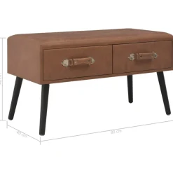 vidaXL Banco con cajones cuero sintético marrón oscuro 80 cm Marr&oacute;n oscuro New