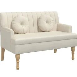 vidaXL Banco con cojines 113x64,5x75,5 cm Lino Sale