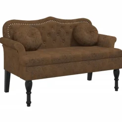 vidaXL Banco con cojines marrón 120,5x65x75 cm piel sintética Marr&oacute;n Outlet