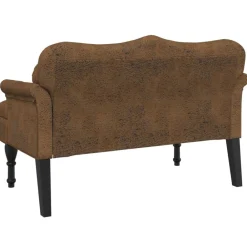 vidaXL Banco con cojines marrón 120,5x65x75 cm piel sintética Marr&oacute;n Outlet