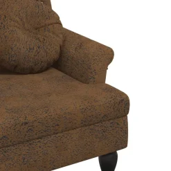 vidaXL Banco con cojines marrón 120,5x65x75 cm piel sintética Marr&oacute;n Outlet