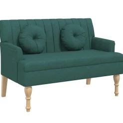 vidaXL Banco con cojines tela 113x64,5x75,5 cm Verde oscuro Clearance
