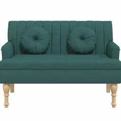 vidaXL Banco con cojines tela 113x64,5x75,5 cm Verde oscuro Clearance