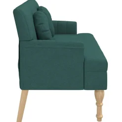 vidaXL Banco con cojines tela 113x64,5x75,5 cm Verde oscuro Clearance