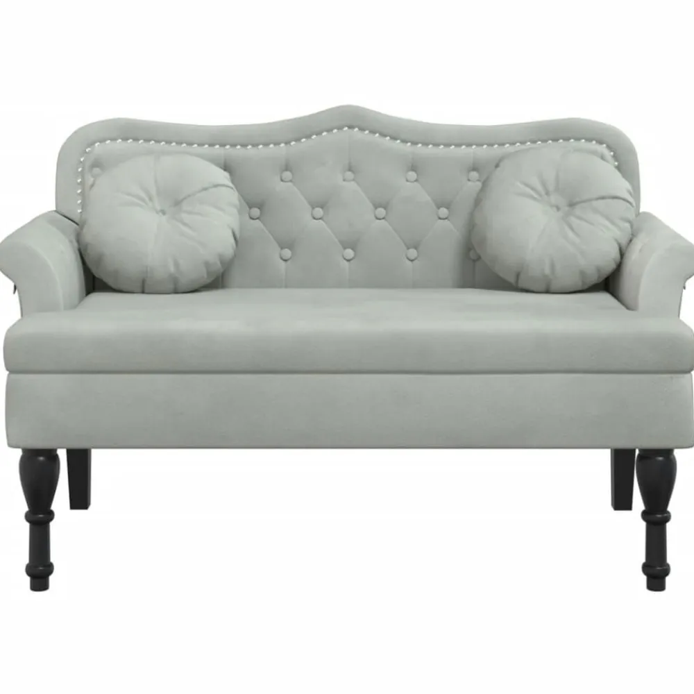 vidaXL Banco con cojines 120,5x65x75 cm terciopelo Gris claro Sale