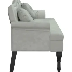 vidaXL Banco con cojines 120,5x65x75 cm terciopelo Gris claro Sale