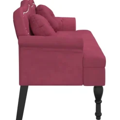 vidaXL Bancos-Banco con cojines terciopelo rojo tinto 120,5x65x75 cm