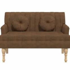 vidaXL Bancos-Banco con cojines ante sintético marrón 113x64,5x75,5 cm