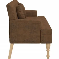 vidaXL Bancos-Banco con cojines ante sintético marrón 113x64,5x75,5 cm