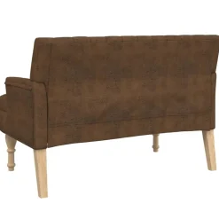 vidaXL Bancos-Banco con cojines ante sintético marrón 113x64,5x75,5 cm