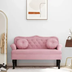 vidaXL Banco con cojines terciopelo 120,5x65x75 cm Rosa Best
