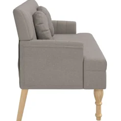 vidaXL Bancos-Banco con cojines tela gris taupe 113x64,5x75,5 cm