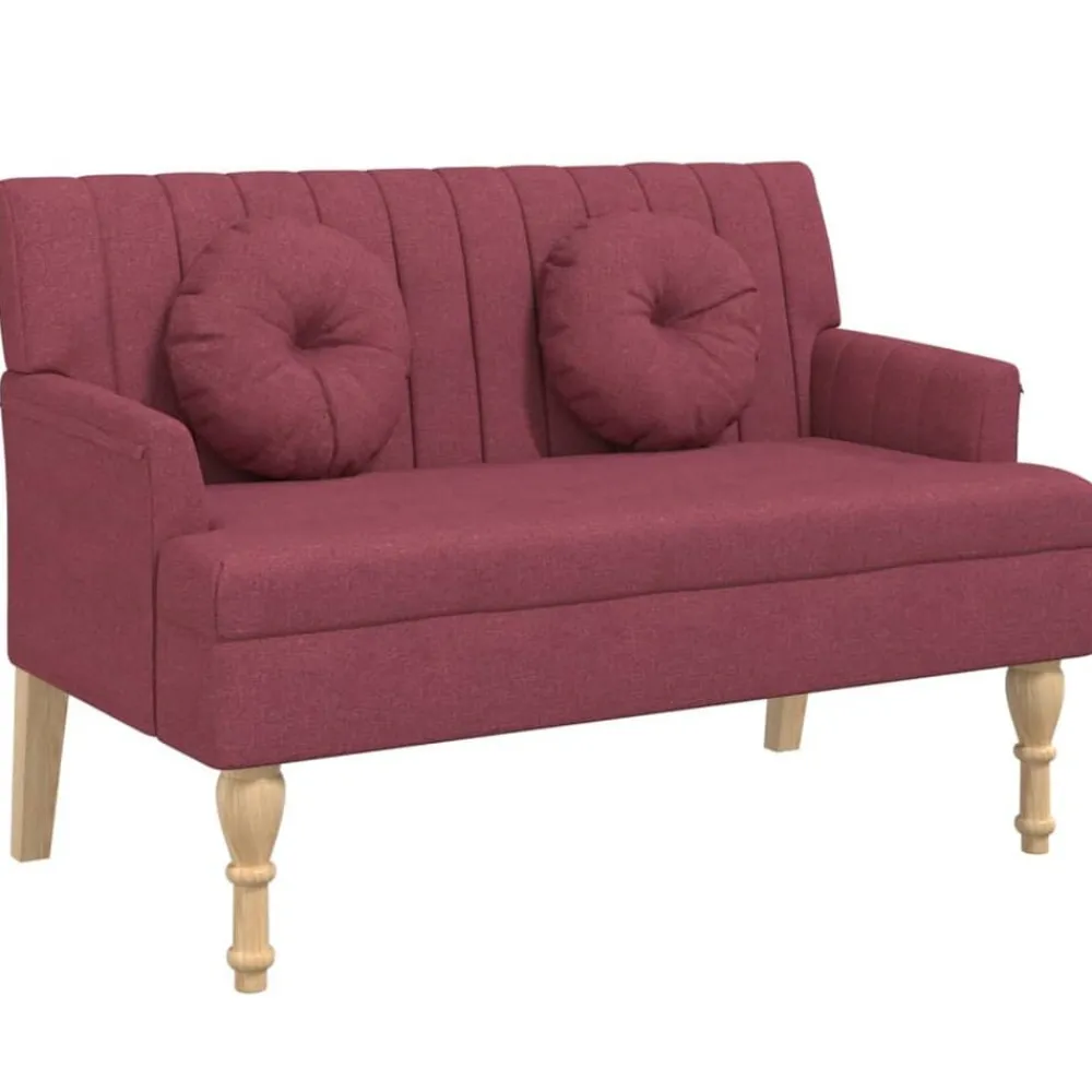 vidaXL Bancos-Banco con cojines tela rojo tinto 113x64,5x75,5 cm