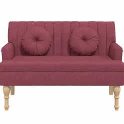 vidaXL Bancos-Banco con cojines tela rojo tinto 113x64,5x75,5 cm
