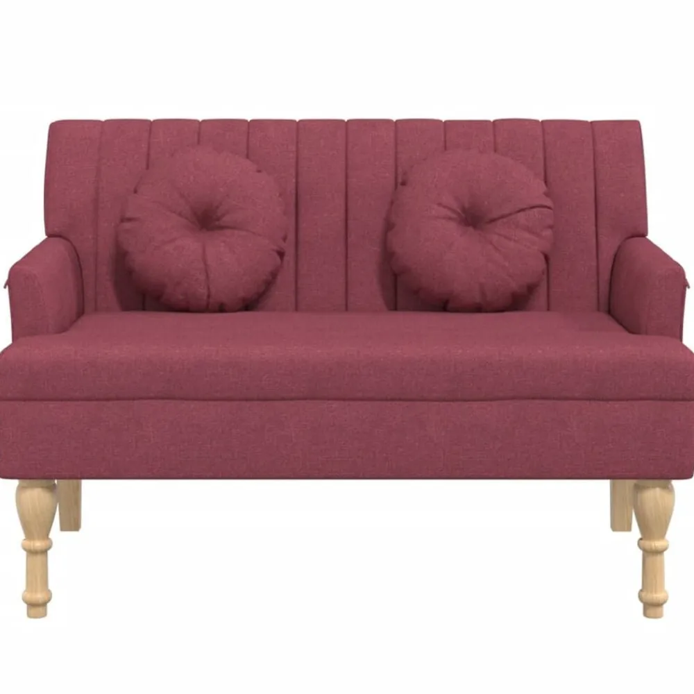 vidaXL Bancos-Banco con cojines tela rojo tinto 113x64,5x75,5 cm