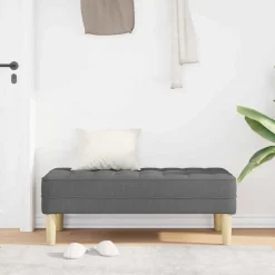 vidaXL Banco con cojín 113 x 57 x 39 cm tela Gris oscuro Best