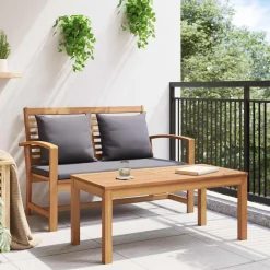vidaXL Banco con cojín Marrón y gris oscuro 110 x 66 x 76 cm Natural y gris oscuro New