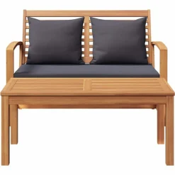 vidaXL Banco con cojín Marrón y gris oscuro 110 x 66 x 76 cm Natural y gris oscuro New