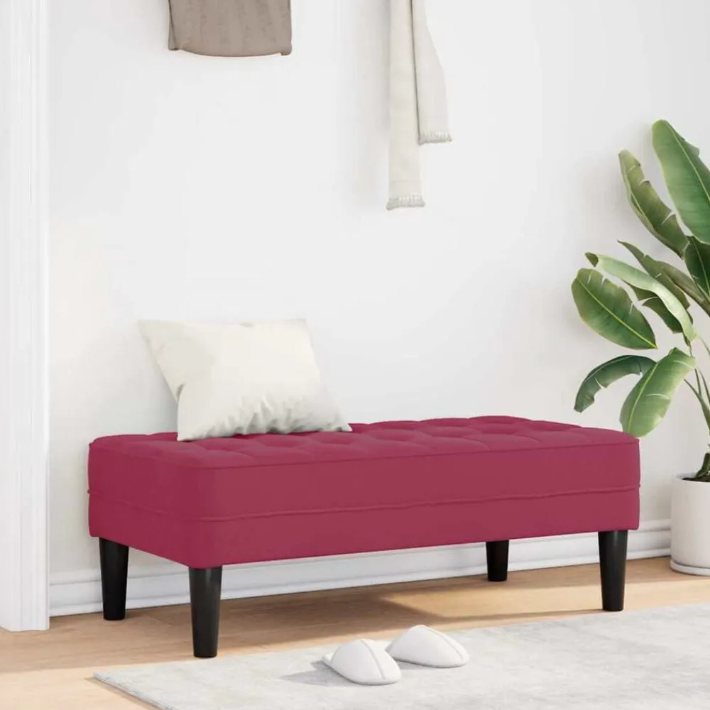 vidaXL Bancos-Banco con cojín Rojo vino 113 x 57 x 39 cm Terciopelo