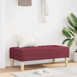 vidaXL Bancos-Banco con cojín Rojo vino 113 x 57 x 39 cm tela