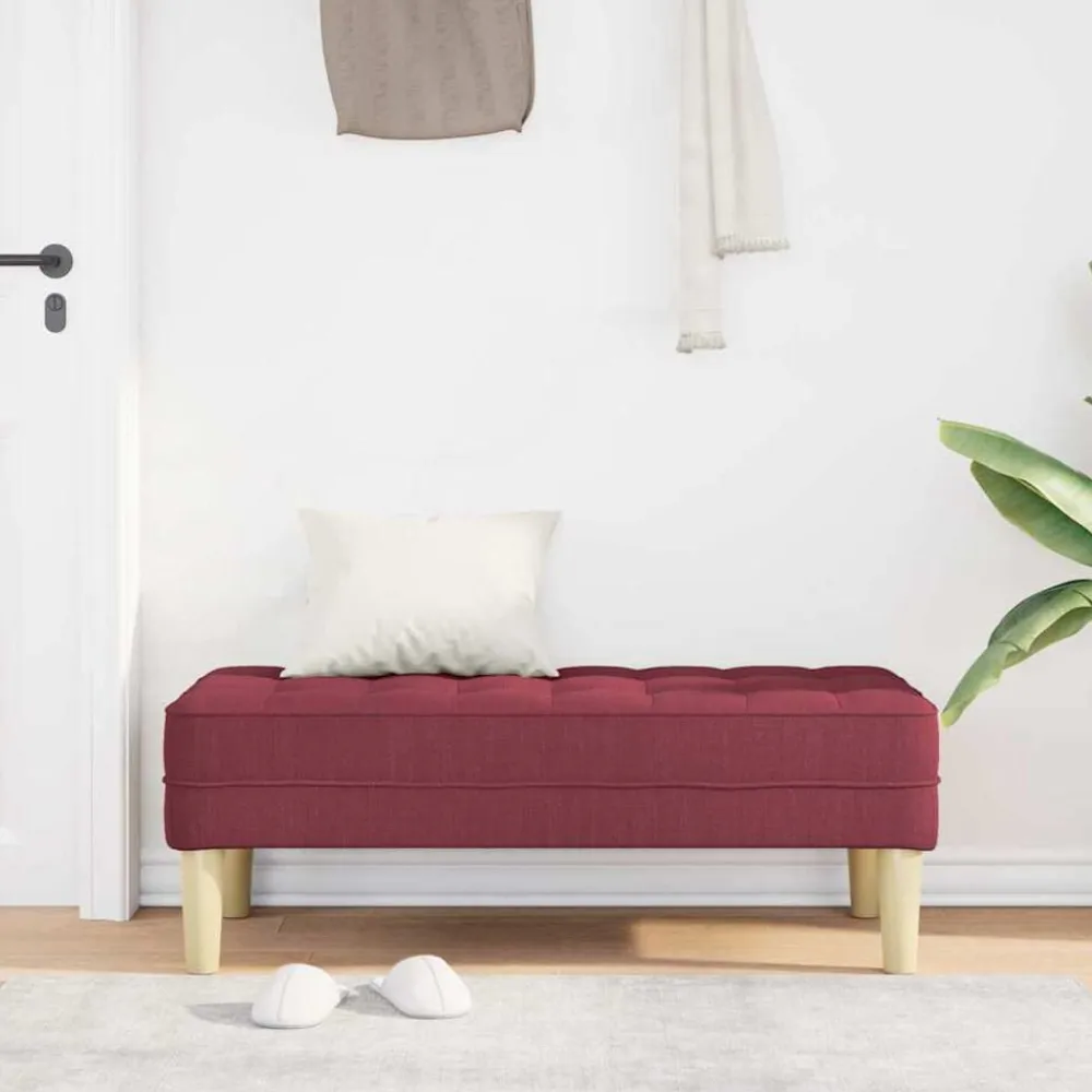 vidaXL Bancos-Banco con cojín Rojo vino 113 x 57 x 39 cm tela