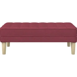 vidaXL Bancos-Banco con cojín Rojo vino 113 x 57 x 39 cm tela
