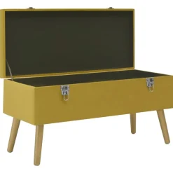 vidaXL Banco con compartimento de terciopelo 80 cm Amarillo mostaza New