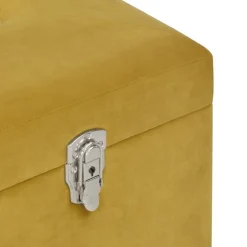 vidaXL Banco con compartimento de terciopelo 80 cm Amarillo mostaza New