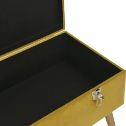 vidaXL Banco con compartimento de terciopelo 80 cm Amarillo mostaza New