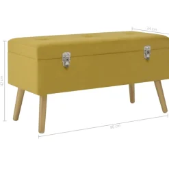 vidaXL Banco con compartimento de terciopelo 80 cm Amarillo mostaza New