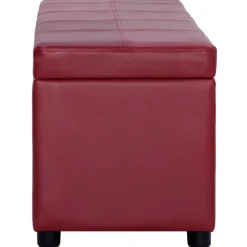 vidaXL Bancos-Banco con espacio de almacenaje 116 cm piel sintética rojo vino
