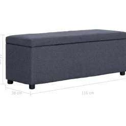 vidaXL Banco con espacio de almacenaje 116 cm poliéster Gris oscuro Outlet