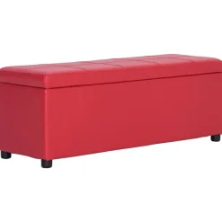vidaXL Banco con espacio de almacenaje 116 cm cuero sintético Rojo Best