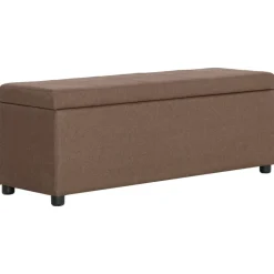 vidaXL Banco con espacio de almacenaje 116 cm poliéster marrón Marr&oacute;n Sale