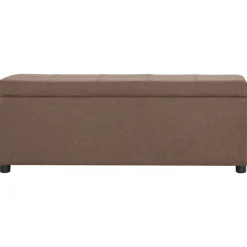 vidaXL Banco con espacio de almacenaje 116 cm poliéster marrón Marr&oacute;n Sale
