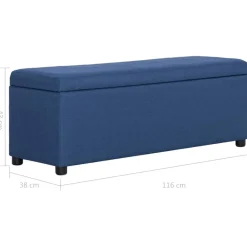 vidaXL Banco con espacio de almacenaje 116 cm poliéster Azul