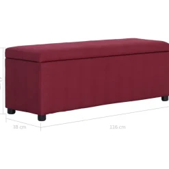 vidaXL Bancos-Banco con espacio de almacenaje 116 cm poliéster rojo vino