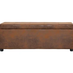 vidaXL Banco con espacio de almacenaje 116 cm ante sintético marrón Marr&oacute;n Online