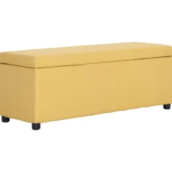 vidaXL Banco con espacio de almacenaje 116 cm poliéster Amarillo Best