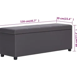 vidaXL Bancos-Banco con espacio de almacenaje 116 cm cuero sintético