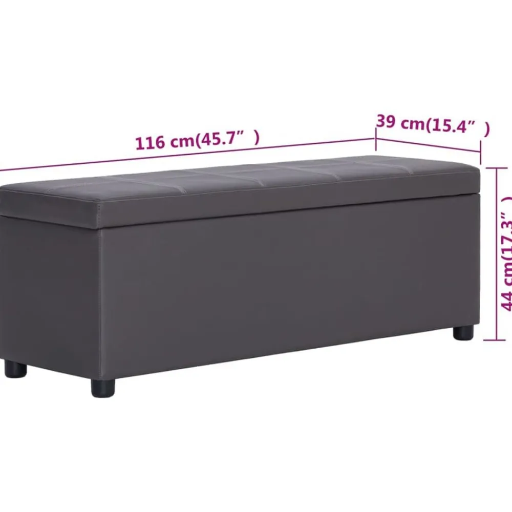 vidaXL Bancos-Banco con espacio de almacenaje 116 cm cuero sintético