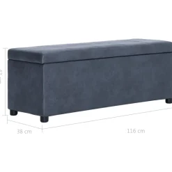 vidaXL Banco con espacio de almacenaje 116 cm piel ante sintética Gris New