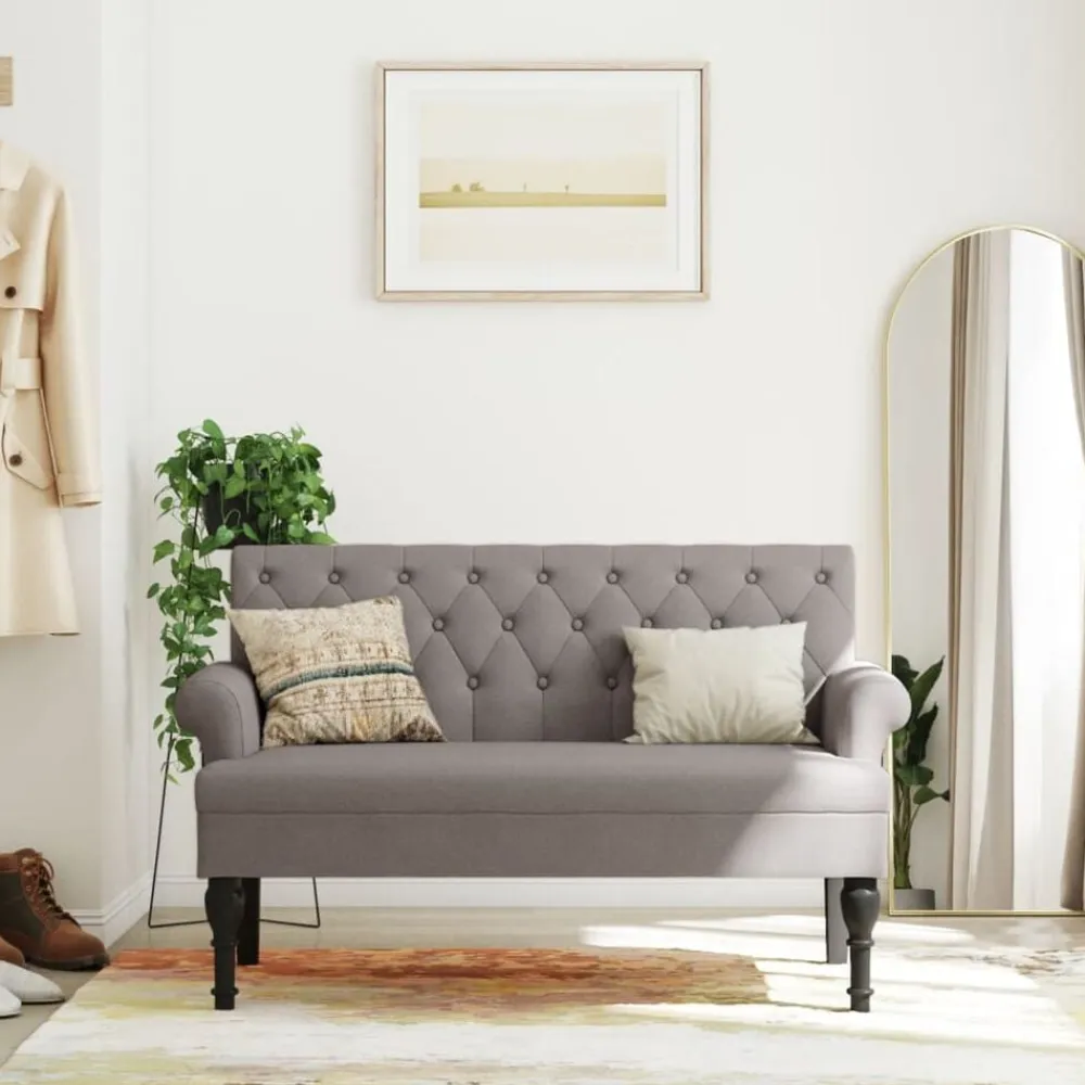 vidaXL Banco con respaldo tela gris taupe 120x62x75,5 cm Taupé Sale